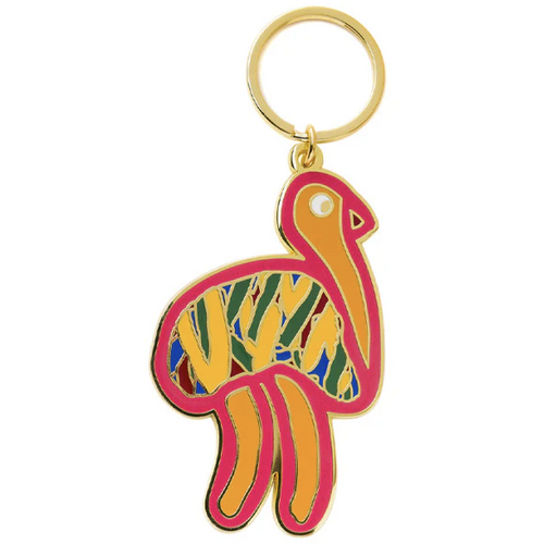 the Torch Aboriginal Art Enamel Keyring - Emu (Orange)