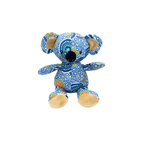 Bunabiri Aboriginal Art Cute Plush Koala - Colours of the Sea