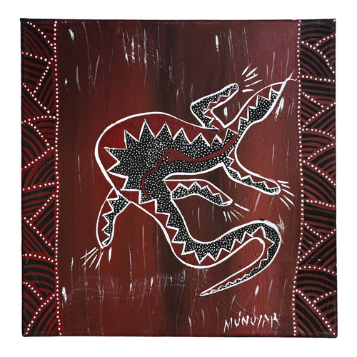 David Miller Aboriginal Art/Painting Stretched Canvas (30cm x 30cm) - Goanna (2)