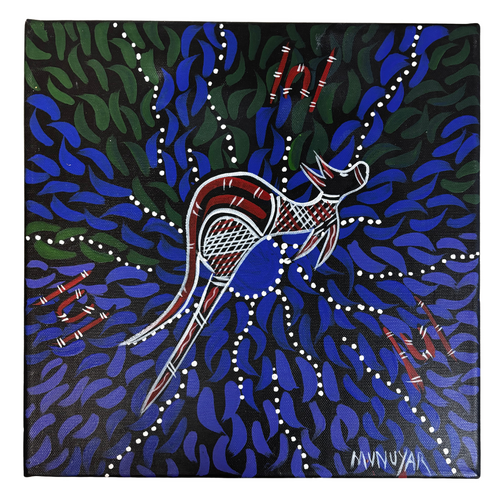 David Miller Aboriginal Art/Painting Stretched Canvas (30cm x 30cm) - Kangaroo Dreaming (2)