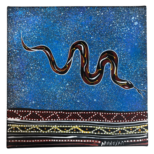 David Miller Aboriginal Art/Painting Stretched Canvas (30cm x 30cm) - Snake Dreaming (1)