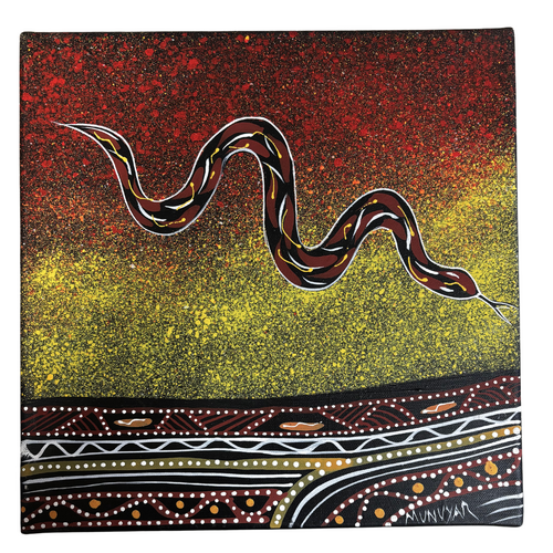 David Miller Aboriginal Art/Painting Stretched Canvas (30cm x 30cm) - Snake Dreaming (2)