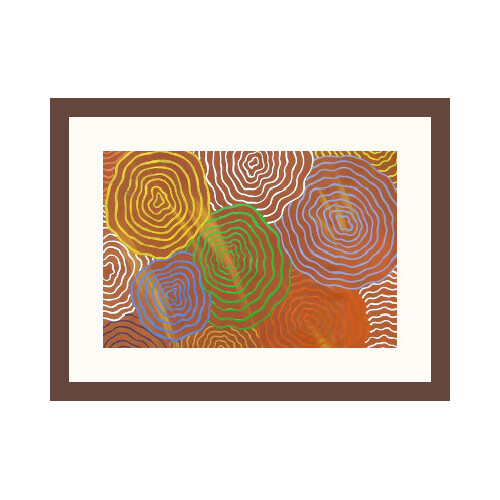 Framed Aboriginal Art Print [40cm x 30cm] - Bush Flowers