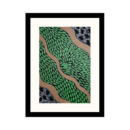 Framed Aboriginal Art Print [40cm x 30cm] - Bush Leaves 