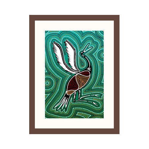 Framed Aboriginal Art Print (30cm x 40cm) - Brolga