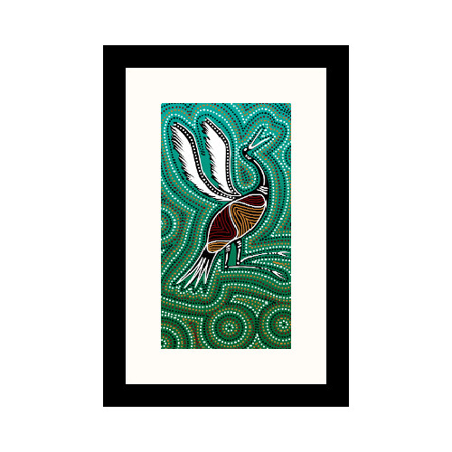 Framed Aboriginal Art Print (30cm x 40cm) - Brolga