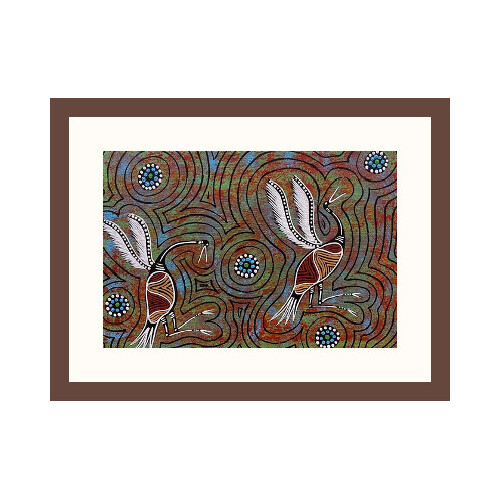 Framed Aboriginal Art Print [40cm x 30cm] - Brolga