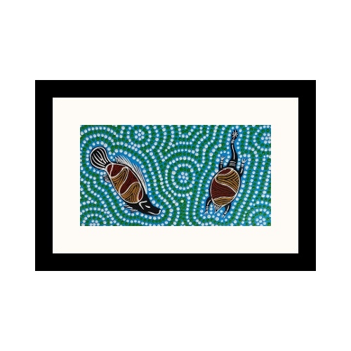 Framed Aboriginal Art Print (30cm x 20cm) - The Billabong