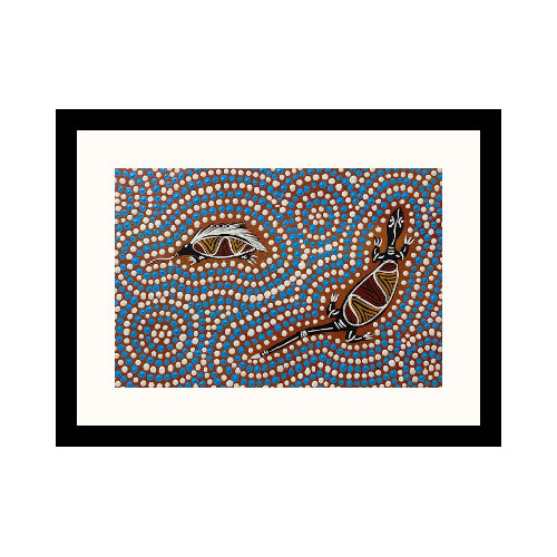 Framed Aboriginal Art Print [40cm x 30cm] - Echidna/Lizard