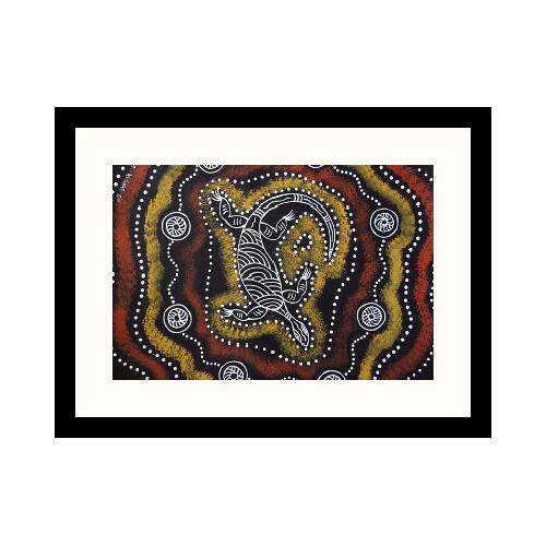 Framed Aboriginal Art Print [40cm x 30cm] - Oola the Lizard