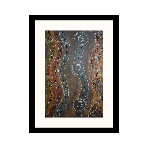 Framed Aboriginal Art Print [40cm x 30cm] - Meeting Places