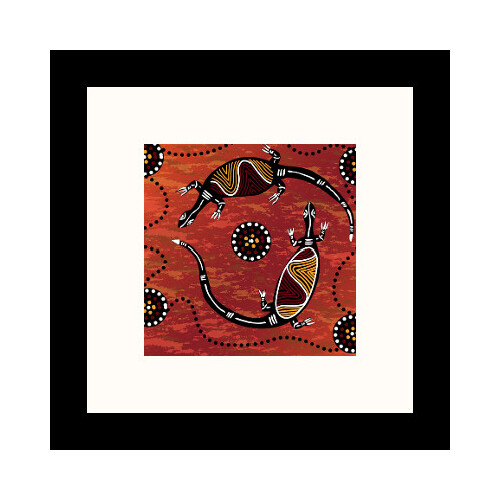 Framed Aboriginal Art Print (20cm x 20cm) - Oola the Lizard