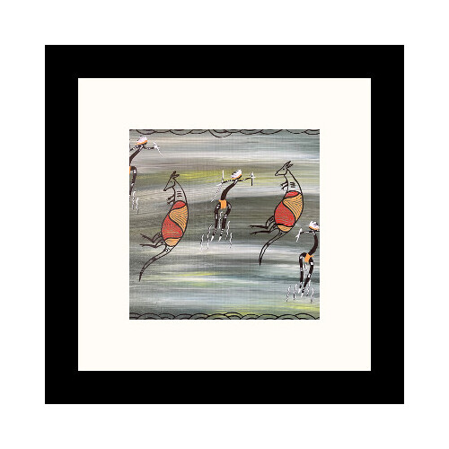 Framed Aboriginal Art Print (20cm x 20cm) - Bohra The Kangaroo