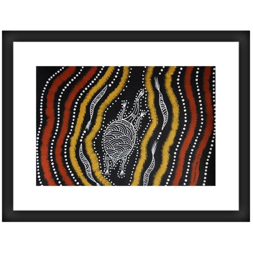 Framed Aboriginal Art Print [40cm x 30cm] - Wayamba the Turtle