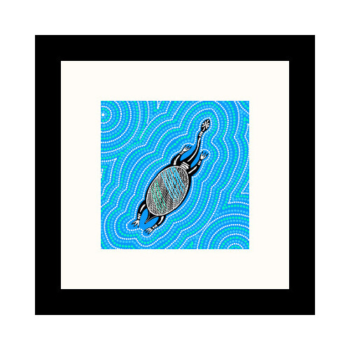 Framed Aboriginal Art Print (20cm x 20cm) - Wayamba the Turtle