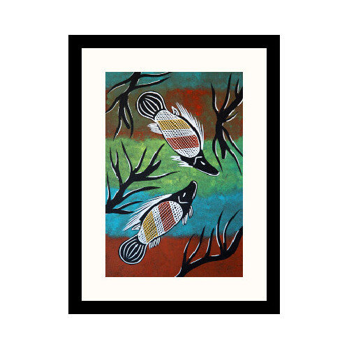 Framed Aboriginal Art Print (30cm x 40cm) - Thuggai the Yellowbelly