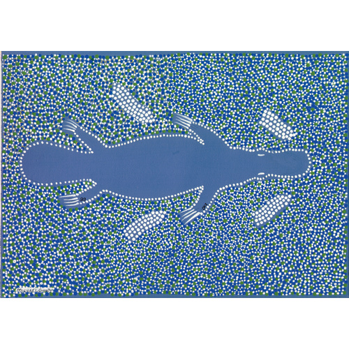 Aboriginal Art Print on Stretched Canvas (30cm x 20cm) - Gaya-Dari the Platypus