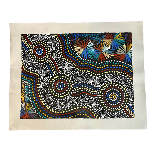 Raintree Aboriginal Art UNStretched Canvas [50cm x 40cm] - Bush Medicine Spinifex Grass