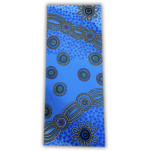 Stephen Hogarth Aboriginal Art Stretched Canvas (40cm x 102cm) - Camping By The River