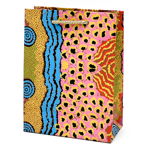 Aboriginal Art Handmade Paper Giftbag (Small) - Travelling Through Country