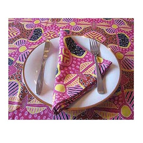 Keringke Aboriginal Art Cotton Napkin Set (4) (Pink)