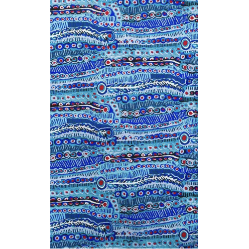 Warlukurlangu Aboriginal Art Table Runner - Two Dogs Dreaming (Blue)