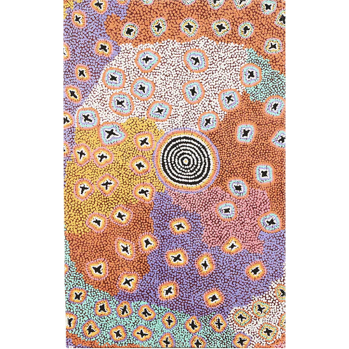 Warlukurlangu Aboriginal Art Australia Made Table Runner - Green Budgerigar Dreaming