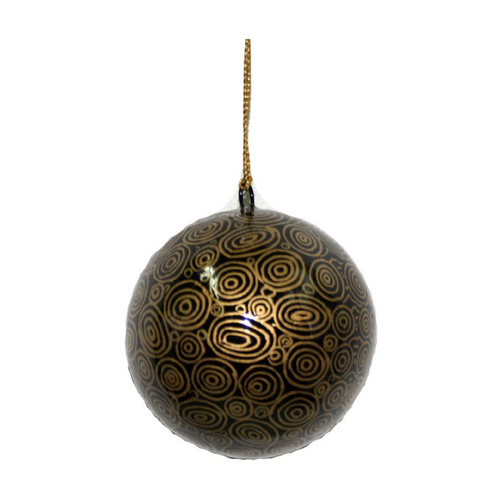 Better World Aboriginal Art Lacquered Xmas Ball Decoration - Seven Sisters Dreaming (Black)